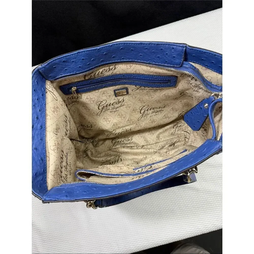 Guess Nikki Faux Ostrich Design Purse with Gold Chain ❤️